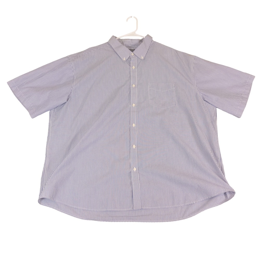 Year In Year Out Mens 3XL Blue White Striped Short Sleeve Button Down Shirt XXXL